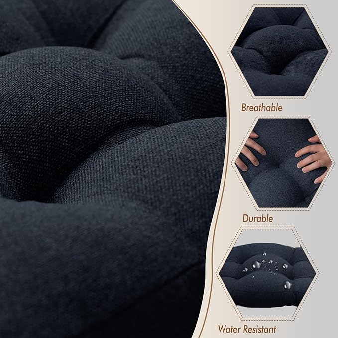 Rocking Chair Cushion, Set of 2, with Thicken Seat & Lumbar Support Back Cushion, Ergonomic Chair Cushion Non-Slip Bottom with Ties for Indoor/Outdoor Rocker, Office Chair, 22X17 Inch, Blue Color