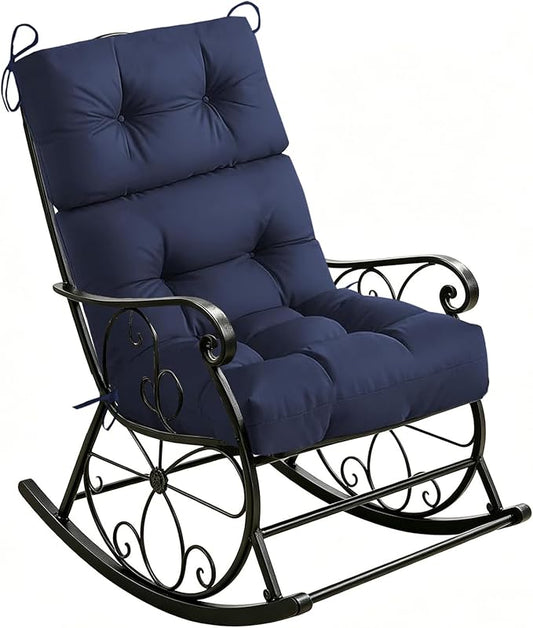 Waterproof Adirondack Chair Cushion, Outdoor Chair Cushions High Back Patio Seat Pad with Ties, All Weather Outdoor Furniture Cushion 45x21 Inch Navy Blue