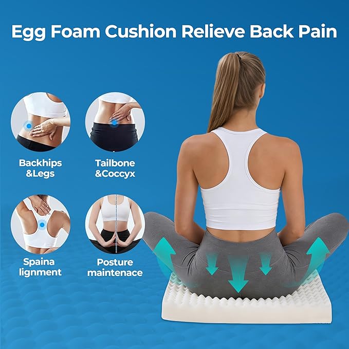 Ganondorf Extra Large Egg Crate Recliner Seat Cushion for Elderly Tufted Furry Booster Foam Cushion, Pressure Relief for Long Sitting Orthopedic Chair Cushion for Recliners Office Chairs, Grey