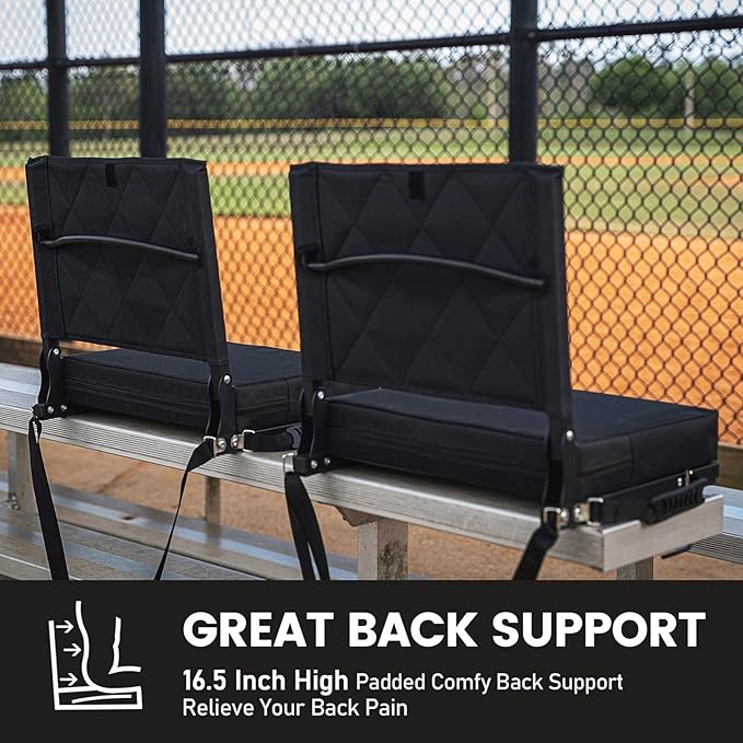 Sheenive Stadium Seats for Bleachers with Back Support, Bleacher Seats with Backs and Cushion Wide, Padded Portable Folding Comfort Stadium Chair with Shoulder Strap for Football Baseball Games