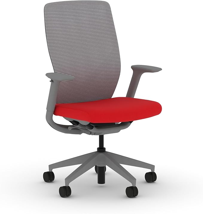 HON Flexion Mesh Office Chair, Height Adjustable Arms, Conference Room Chairs with Lumbar Support, Titanium Mesh, Titanium Frame, Ruby