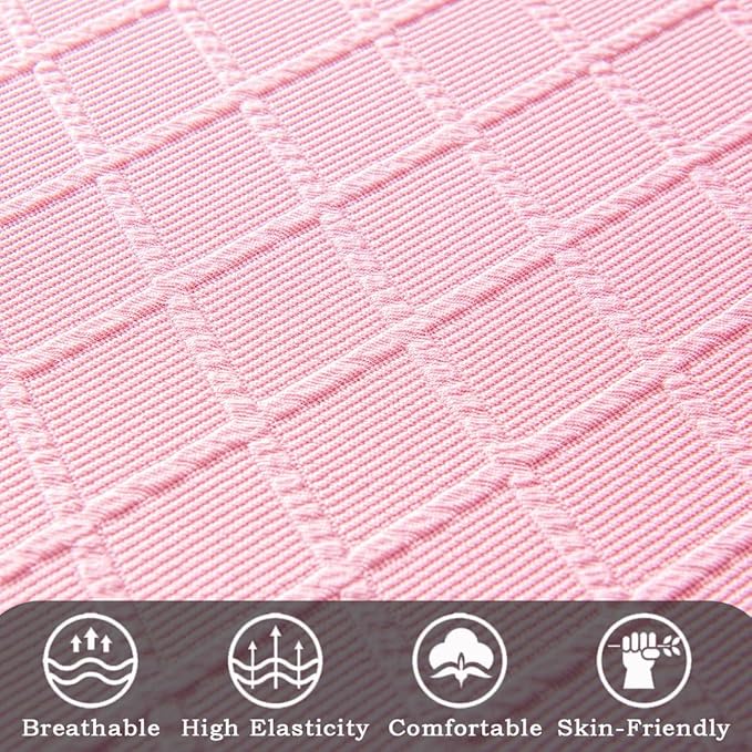 Ergonomic Office Chair Covers Set with Headrest Cover Stretch Desk Computer Chair and Headrest Slipcovers Washable Protector Slipcovers for Swivel Computer Chair 4 Pieces Pink