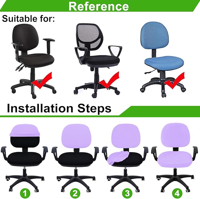 Smiry Stretch Jacquard Office Computer Chair Covers, Removable Washable Universal Desk Rotating Chair Slipcovers Protector, Seat + Backrest Cover, Lavender