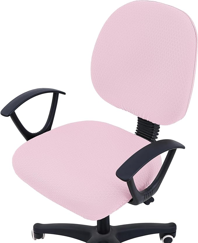 Smiry Stretch Jacquard Office Computer Chair Covers, Removable Washable Universal Desk Rotating Chair Slipcovers Protector, Seat + Backrest Cover, Pink