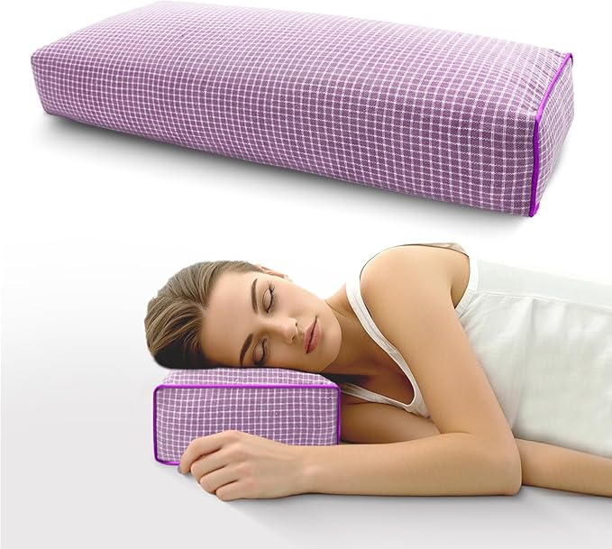 Organic Natural Buckwheat Pillow for Sleeping, Adjustable Buckwheat Hull Pillow with Organic Cotton for Cool Sleep (xiaoge Purple)