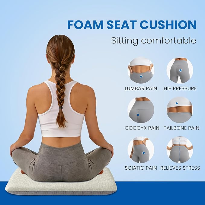 Ganondorf Extra Large Recliner Seat Cushion for Elderly Tufted Furry Booster Foam Cushion, Pressure Relief for Long Sitting Orthopedic Chair Cushion for Recliners Office Chairs, White