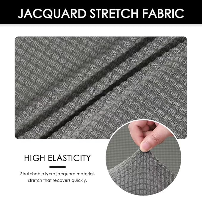 FORCHEER Desk Chair Back and Seat Cover 2 Pieces Light Grey Jacquard Stretch Split Office Chair Covers Water Resistant Washable