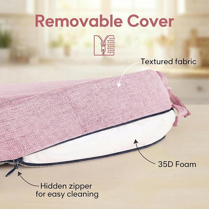 Dusty Pink Winsor Chair Cushions with Ties, Dining Kitchen Chair Seat Pads Non Slip Removable Washable Cover 17"x16" 2 Pack