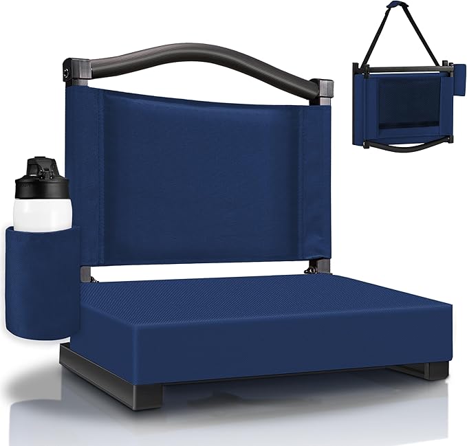 HABUTWAY Stadium Seats with Back Support and Thick Cushion Bleacher Seats with Backs and Cushion Wide, Stadium Chairs Include Shoulder Strap and Pocket, Perfect for Sports Events