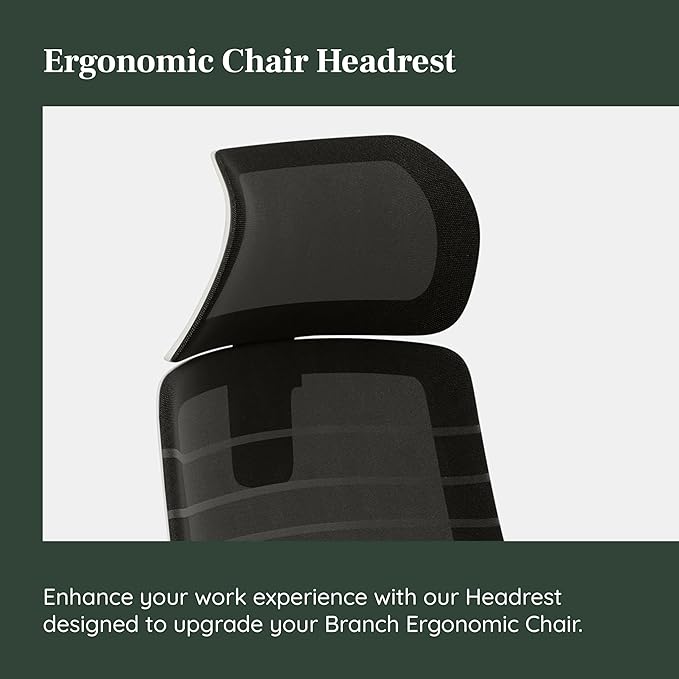 Branch Adjustable Headrest Attachment - Compatible Only Ergonomic Chair - Adjustable Height for Personalized Neck and Head Support - All Black