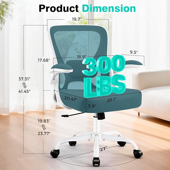 AreShark Office Chair - Ergonomic Breathable Mesh Desk Chair with Adjustable Lumbar Support and Flip-up Armrests - Executive High Back Rolling Swivel Comfortable Computer Gaming Chair for Home Office
