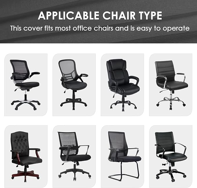 SARAFLORA Office Chair Cover- Medium, Black- Removable Computer Chair Cover for Office Chair with Zipper for Universal Rotating Chair Desk Chair Cover High Back Chair Seat Washable Protector for Pets