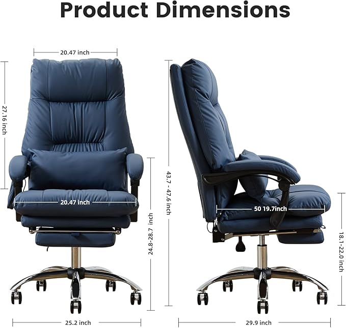 Massage Office Chair with Foot Rest,6 Points Vibration, Executive Office Chairs Tall Office Chair,Ergonomic Reclining Desk Chair