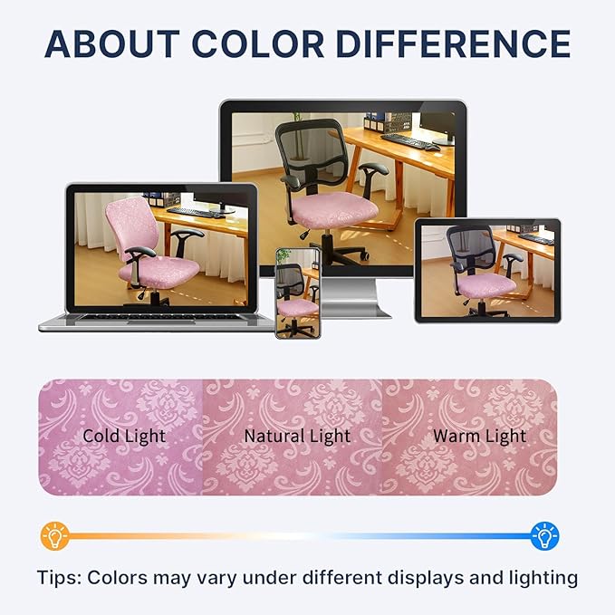 FORCHEER Office Chair Seat Cover Pink Stretch Velvet Deak Chair Seat Cushion Cover 20x20inch 1 Piece Washable
