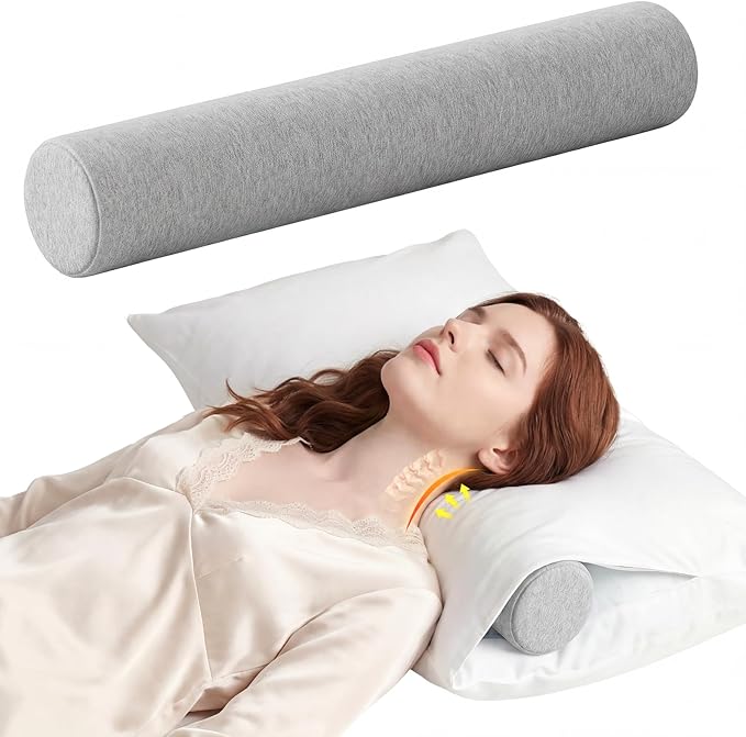 Neck Roll Cervical Pillow for Neck Pain Relief - Memory Foam Neck Pillow for Bed | Round Neck Pillows for Sleeping (Grey, X-Small - 3.5" H)