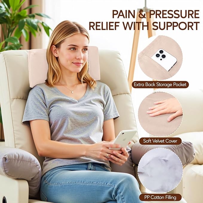 Neck Pillow for Recliner Chair, 14" Adjustable Recliner Pillow for Headrest, Soft Velvet Weighted Back Non-Slip Head Pillow for Recliner, Couch, Chair, Sofa
