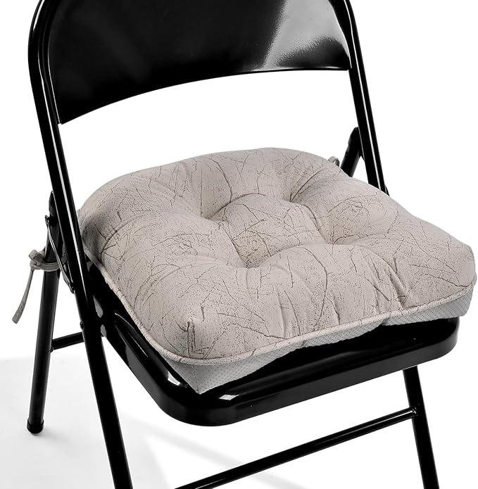 Marble Pattern 3" Chair Cushion for Dining Chair, Filling Bite-Size Memory Foam U-Shaped Seat Cushions for Kitchen Chairs, Non-Slip Indoor Chair Pad with Ties, 1 PCS, Wood Color