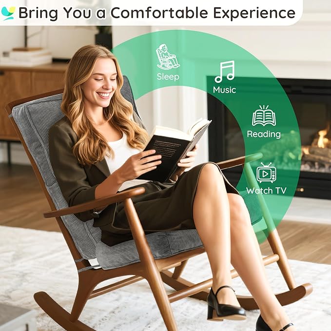 Rocking Chair Cushion - Non-Slip Thick Rocking Chair Pad Indoor with Ties High-Back Rocker Cushion Set for Porches Balconies Nurseries & Living Rooms