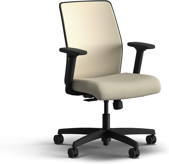 HON Ignition 2.0 Low Back Task Chair, Spectrum Mesh, Standard Synchro-Tilt Control, Office Chair with Lumbar Support, Height and Width Adjustable Arms, Black Frame, Linen