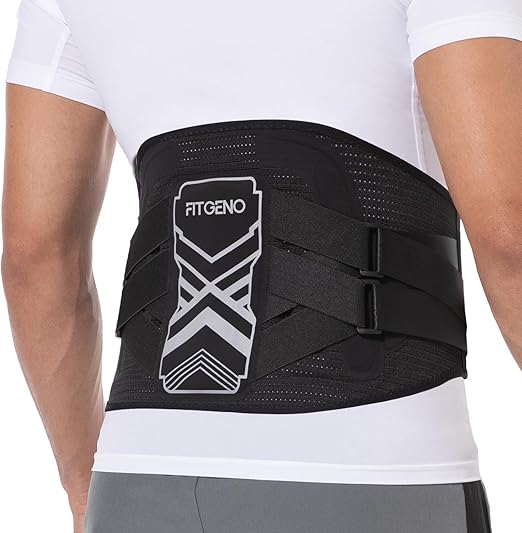 Fit Geno Back Brace for Lower Back Pain Relief: Adjustable Support with Ergonomic Lumbar Pad for Herniated Disc Sciatica and Lumbar Strain - Breathable Design for Men & Women (2XL/3XL/4XL)