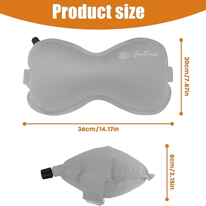 Inflatable Lumbar Pillow for Travel, Lumbar Support Self-Inflating for Car, Neck Pillow Inflatable Lumbar Support Travel Lumbar Pillow for car (Grey)