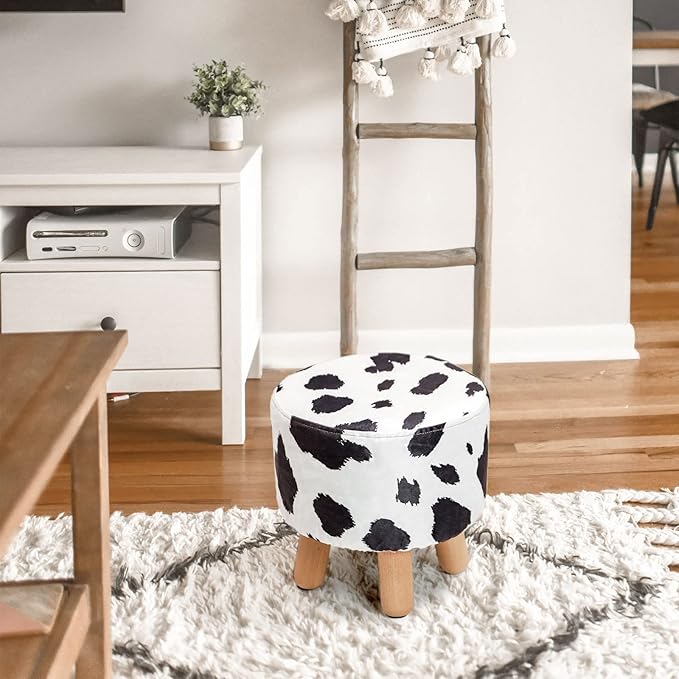 H&B Luxuries Fabric Round Padded Ottoman Foot Rest Stool