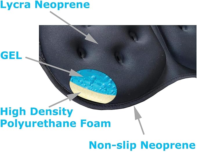 Tektrum Extra Thick Foldable Orthopedic Cool Gel Seat Cushion w/Handle for Home, Office, Chair, Car, Travel-Relief for Back, Sciatica, Tailbone Pain, Promote Healthy Posture (TD-GS1631-BLK)