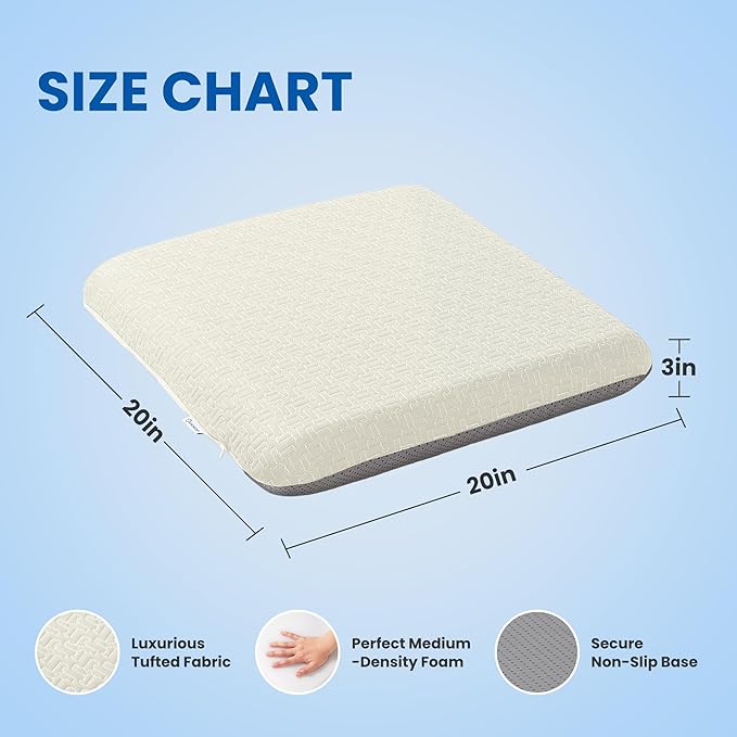 Ganondorf Extra Large Recliner Seat Cushion for Elderly Tufted Furry Booster Foam Cushion, Pressure Relief for Long Sitting Orthopedic Chair Cushion for Recliners Office Chairs, White