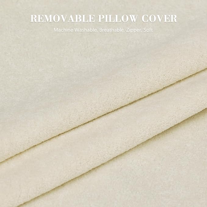 Bed Pillow for Sitting Up, Dual-Layer Memory Foam Reading Pillow for Bed Adult with Adjustable Headrest & Detachable Arms for Relaxing, Beige