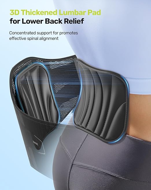 RAKIIE Back Braces for Lower Back Pain, Lumbar Support for Men & Women, Breathable Soft Mesh Fabric and 7 Stays All-round Support, Back Support With Lumbar Support Pad for Home & Lifting at Work, Gray Size L (Waist: 39.4"-45.3")