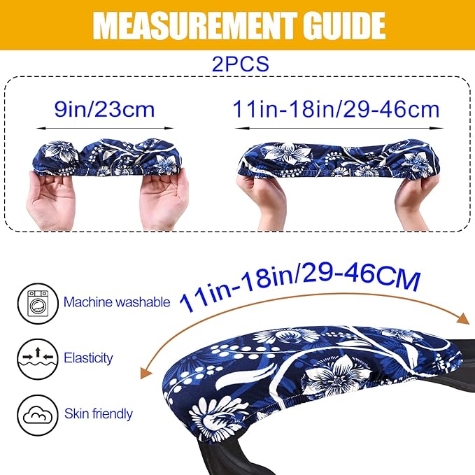 Smiry Stretch Printed Office Chair Armrest Covers, 2 Pcs Soft Fit Removable Washable Computer Desk Chair Arm Covers Protector, Navy Blue