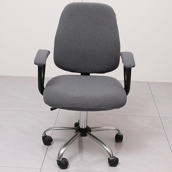 Melaluxe Office Chair Cover with Armrest Covers， Universal Stretch Desk Chair Cover, Computer Chair Slipcovers - Dark Gray