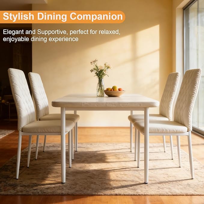 Lightdot Dining Chairs Set of 2, Moden Kitchen Table Chairs with Mental Legs and Padded Seat for Dining Room/Kitchen/Living Room/Restaurant, Beige