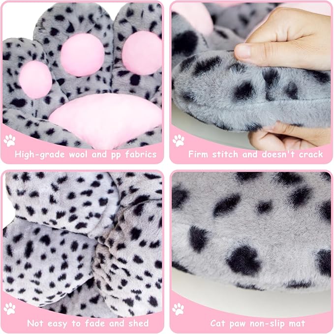 DOBUONO Cat Paw Cushion Kawaii Office Chair Cushion Comfy Plush Gaming Chair Cushion Cute Seat Cushion for Girl, Cute Gaming Accessories Room Decorate (Leopard Print)