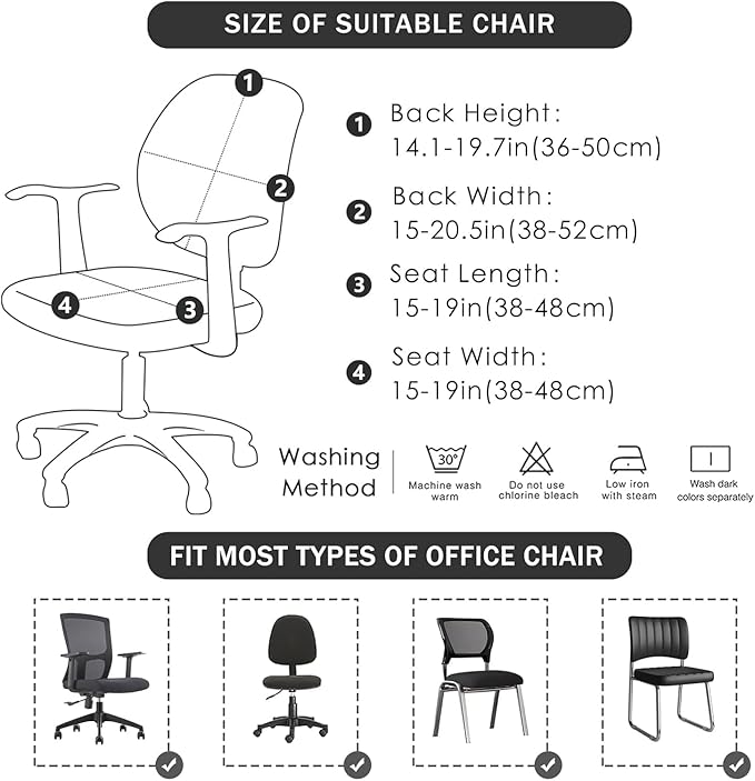 FORCHEER Desk Chair Cover Stretch Boho Office Chair Covers Two Piece for Split Office Chairs Stretchable