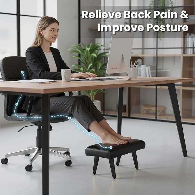 Waterproof Stool Foot Rest & Ottoman,1-3Pack,Ergonomic Non-Slip Foot Ring,Universal Replacement for Salon Barber Spa Chairs (Black, 2 PCS)