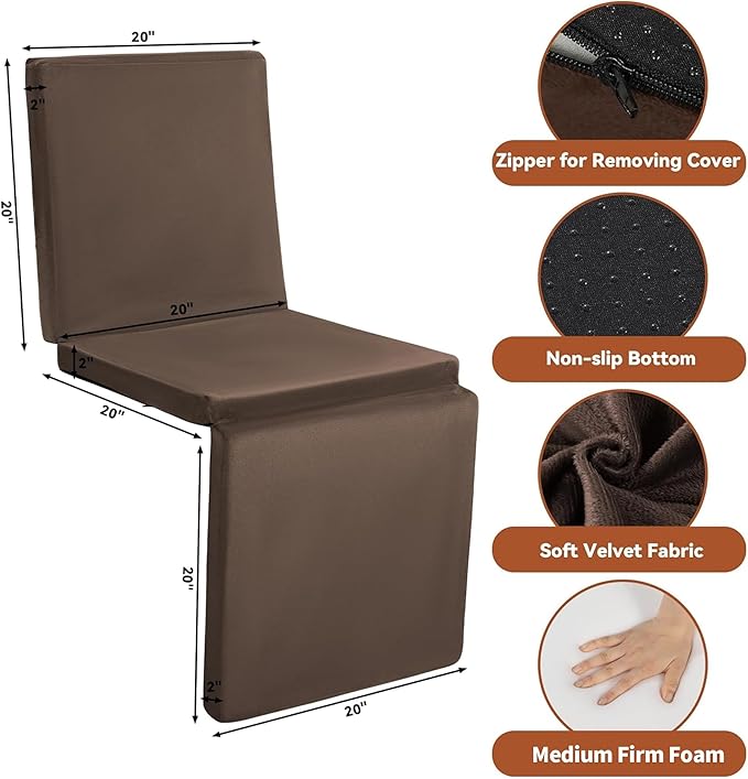 HOMBYS 3-in-1 Recliner Seat Cushion with Lumbar Support Pillow & Footrest, Multi-Functional Adjustable Height 2" to 6" for You to Choose, Non-Slip Foam Chair Cushion for Elderly, Brown