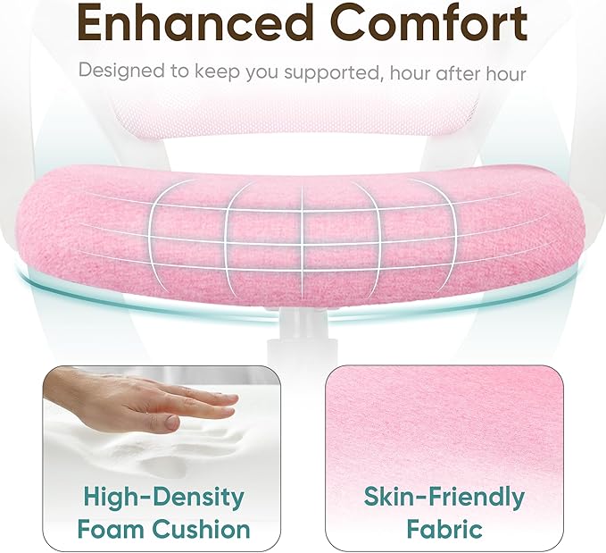 ETONEX Office Chair with Ergonomic Mid Back Cushion Lumbar Support Adjustable Swivel Rolling Computer Gaming Desk Chair Comfy Mesh Seat Wheels Home Executive Use (Pink)