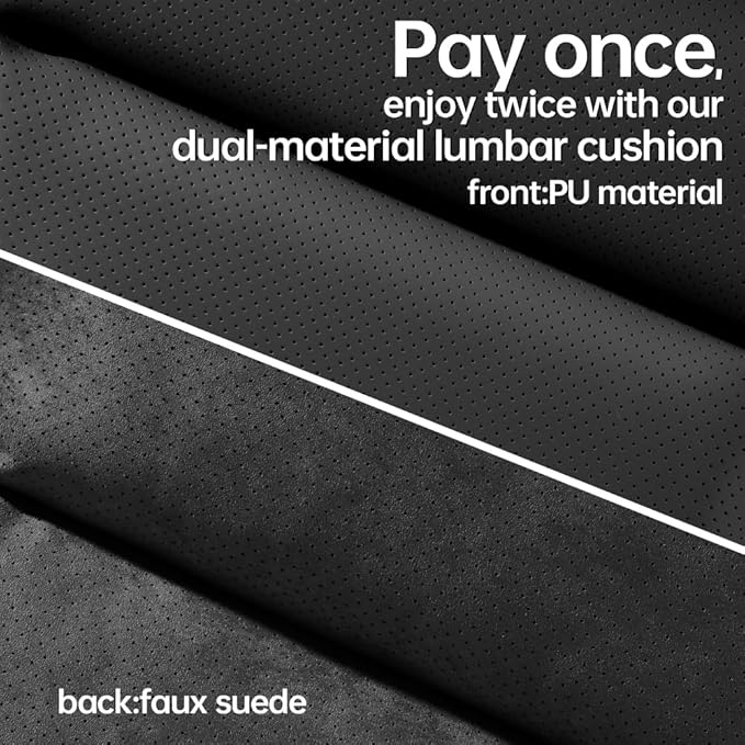 Lumbar Pillow for car, Back Cushion for Driving, Back Support, Lumbar Support, Improve Driving Comfort, Faux Leather, Sturdy and Durable, Non-deformable, Long Lasting Use 1P