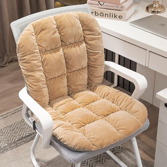 Desk Chair Cushion Non-Slip Rocking Seat Cushion Office Chair Pad Dorm Seat Cushion with High Back Support Soft Seat Pad with Ties for Office Car Home Dining Room Kitchen
