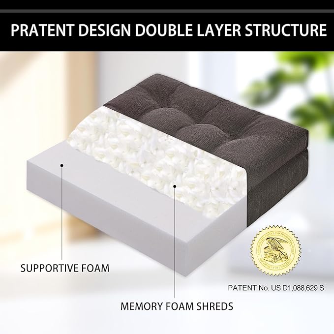 Recliner Cushions for Elderly with Lumbar Support, Patent Design 20x20x5 Inch Thick Chair Cushion Soft Tufted Dual Layer Booster Seat Cushions for Seniors Recliner Risers Taupe 1 Set