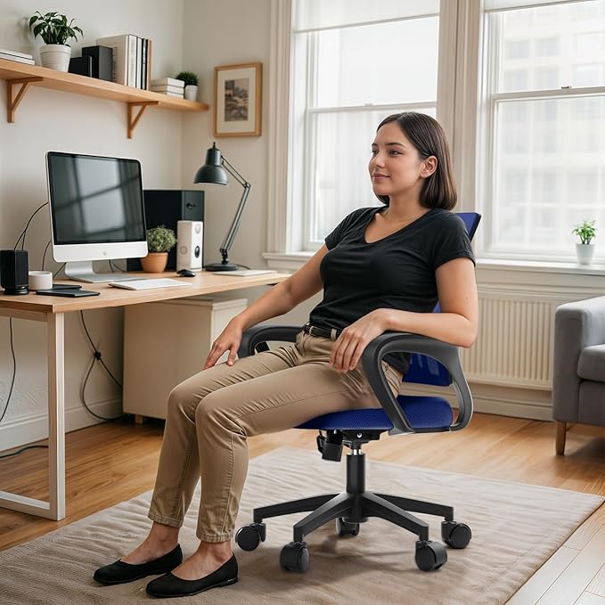 Ergonomic Office Chair - Heavy Duty 330Lbs, Breathable Mesh Computer Desk Chair with Lumbar Support & Armrest, Rolling Swivel Adjustable Tilt Lock for Home Office/Gaming, Bedroom Study