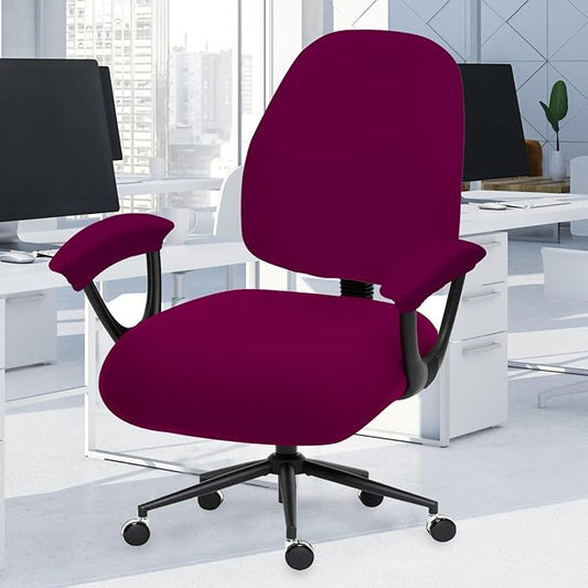 Super Stretchable Split Office Chair Seat Covers - Universal Spandex Computer Chair Slipcover - 180GSM Rotating Backrest Coverings Cushion Protectors & Armrest Covers for Dogs, Cats, Pets