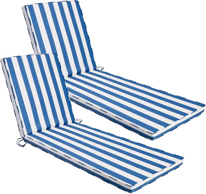 Outdoor Chaise Lounge Cushions for Patio, 72"x22"x3" Lounge Chair Cushions Set of 2, Waterproof Replacement Seat Cushions for Outdoor Furniture