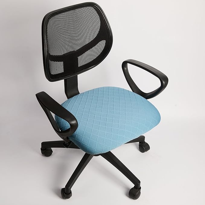 Melaluxe Stretch Jacquard Office Chair Cover, Removable Washable Desk Chair Cover Rotating Chair Seat Slipcover, Blue