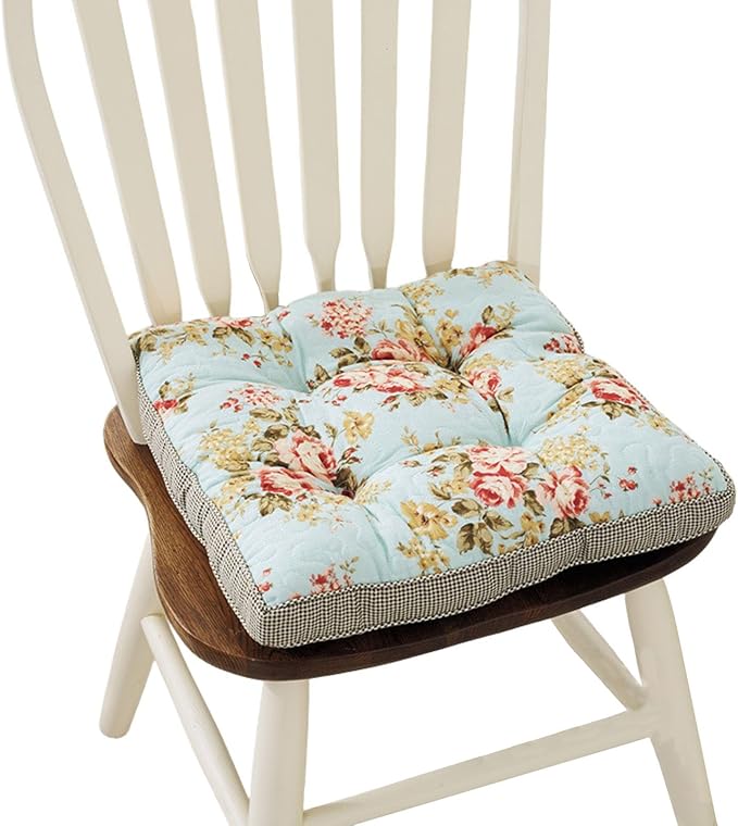 Boho Cotton Quilted Chair Cushion for Dining Chairs Non Slip Soft Comfortable Chair Pads with Ties Patchwork Printed Seat Cushion for Kitchen Chairs Office Chairs (Pattern G,16"x16")