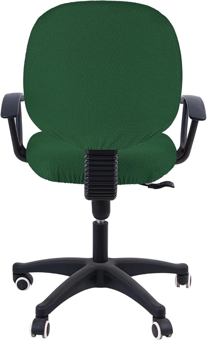 Smiry Stretch Jacquard Office Computer Chair Covers, Removable Washable Universal Desk Rotating Chair Slipcovers Protector, Seat + Backrest Cover, Emerald Green