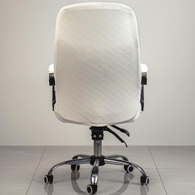 Melaluxe Office Chair Cover with Armrest Covers， Universal Stretch Desk Chair Cover, Computer Chair Slipcovers (Size: L) - Cream