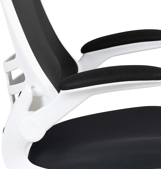 Flash Furniture Kelista Office Chair, Ergonomic, Mid-Back, White Frame, Black Mesh with Swivel
