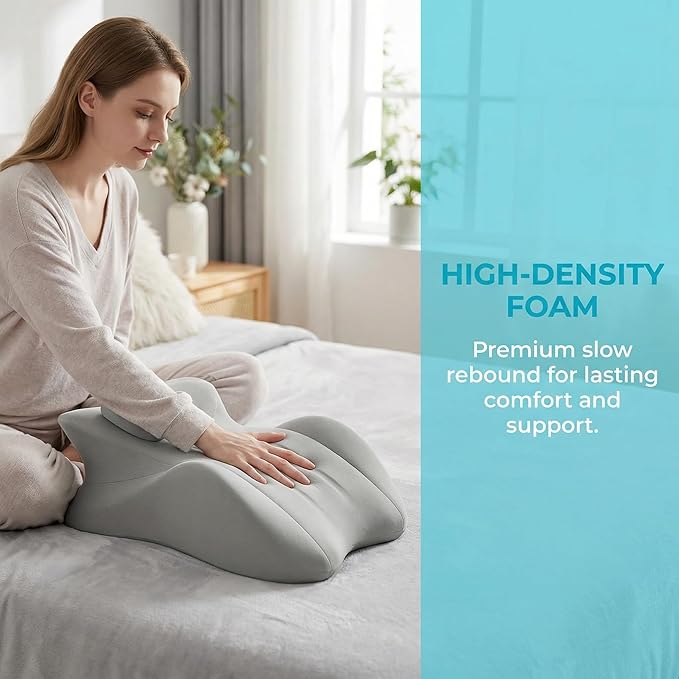 27°Ergonomic Contour Pillow-Memory Foam Back Support for Reading,Bed Rest&Post Surgery Recovery,Lumbar & Neck Pain Relief Cushion